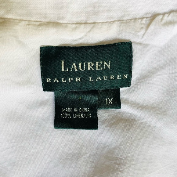 LAUREN Ralph Lauren Linen White Long Button Down Shirt - Picture 3 of 16
